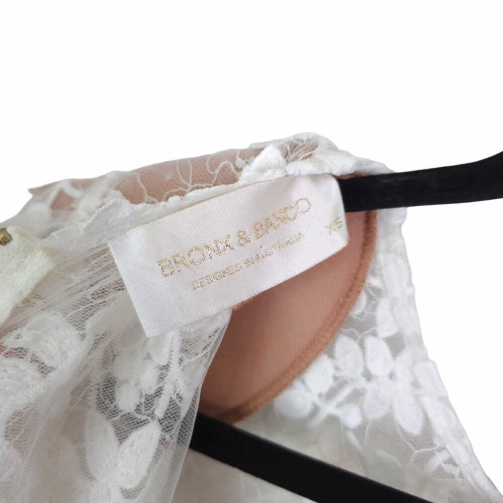 Bronx and Banco‎ Megan Midi Dress White Floral Embroidered Mesh Bridal Size XS - Picture 4 of 16